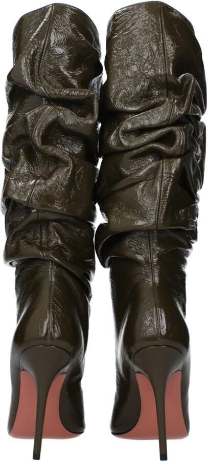Amina Muaddi Ruffled-Effect Stiletto Heel Enkellaarzen Brown Dames - Foto 3