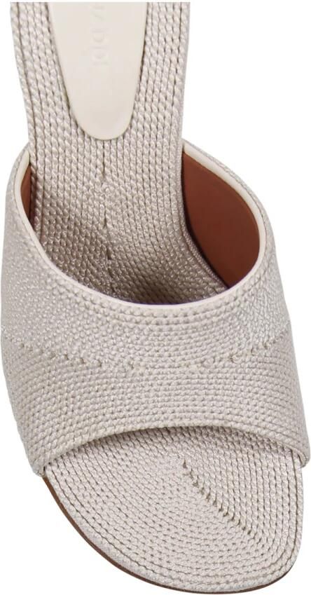 Amina Muaddi Beige Goud Metalen Hak Geweven Slipper - Foto 4