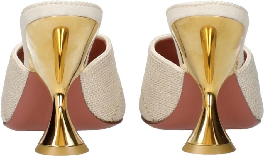 Amina Muaddi Beige Stoffen Slippers Sandalen - Foto 3