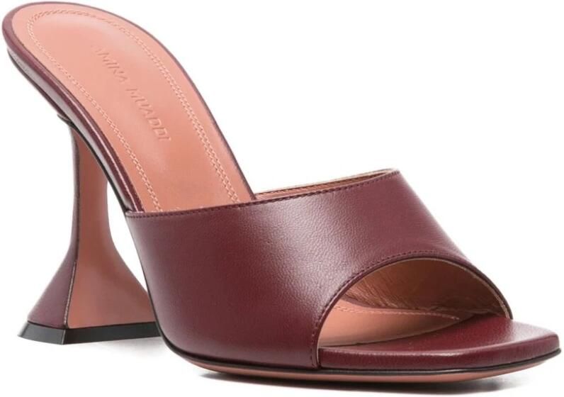 Amina Muaddi Bordeaux Leren Muiltjes