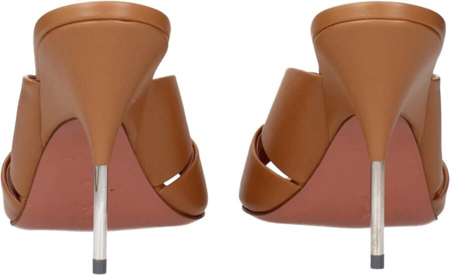 Amina Muaddi Bruin leren stilettohak sandalen