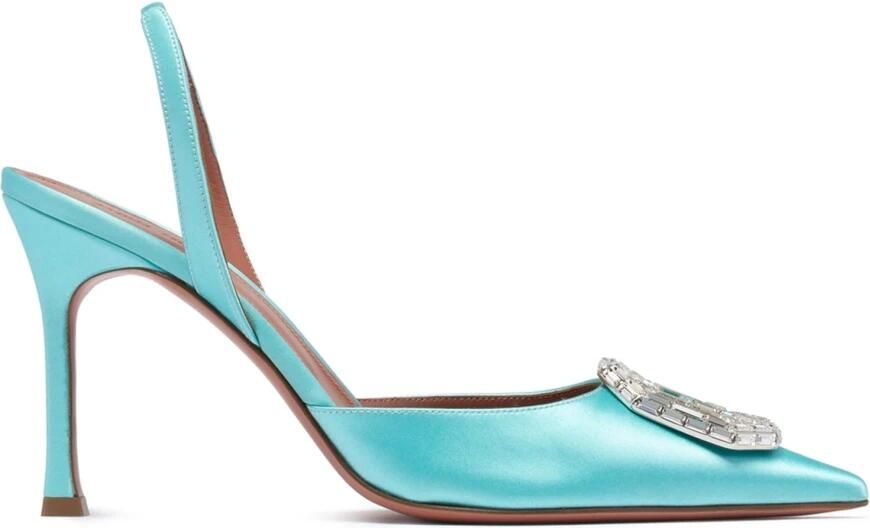 Amina Muaddi Kristal Applicatie Puntige Neus Pumps