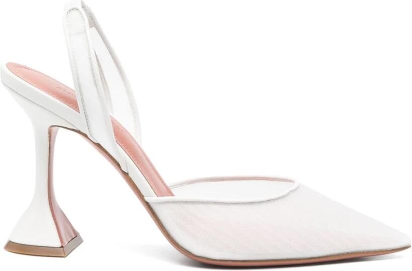 Amina Muaddi Witte Slingback Pumps White Dames