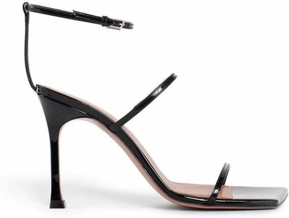 Amina Muaddi Kalfshuid Stiletto Hak Sandalen