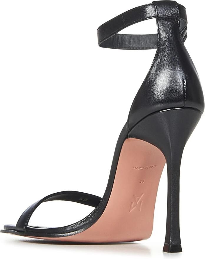 Amina Muaddi Sandalen Nappa Leather Sandals With Delicate Ankle Strap in zwart - Foto 2