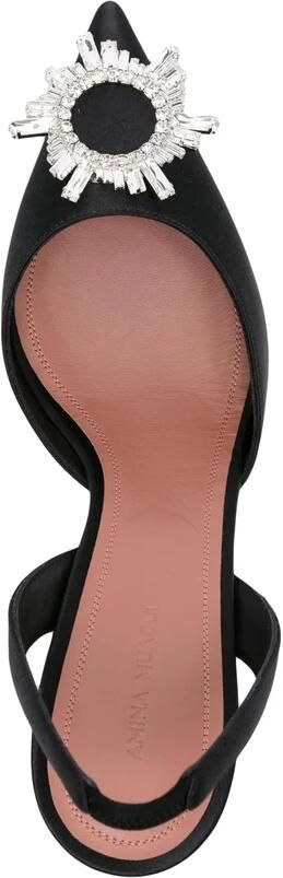 Amina Muaddi Kristallen Gesp Puntige Neus Slingback Hakken