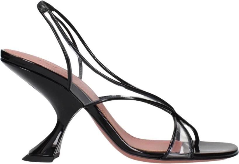 Amina Muaddi Leren Stiletto Hak Sandalen - Foto 2