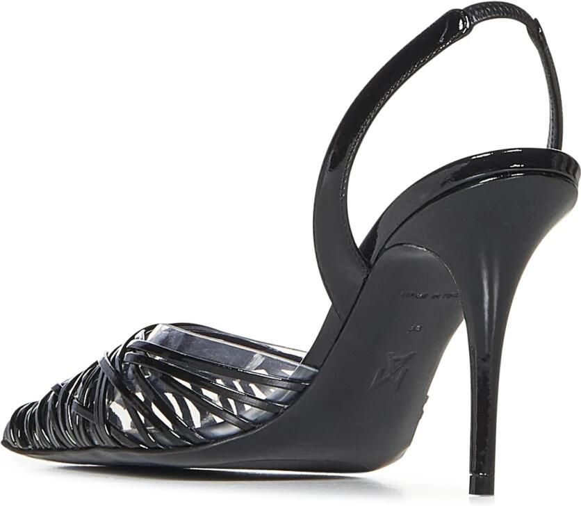 Amina Muaddi Zwarte leren stiletto hakken