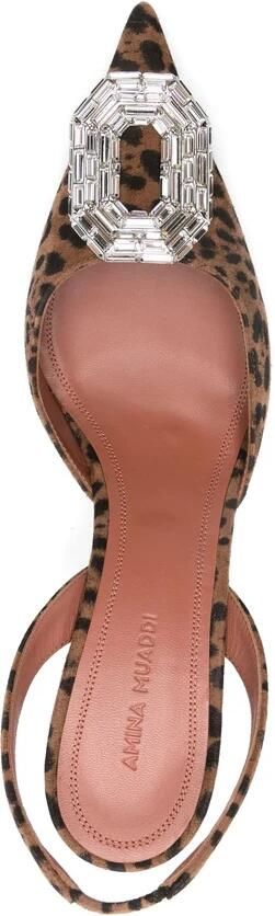 Amina Muaddi Luipaardprint Slingback Hakken