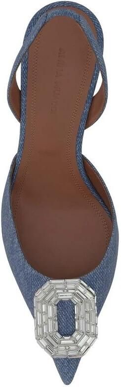 Amina Muaddi Hoge hakken Camelia Sling 60 Printed Denim Pumps in blauw - Foto 2