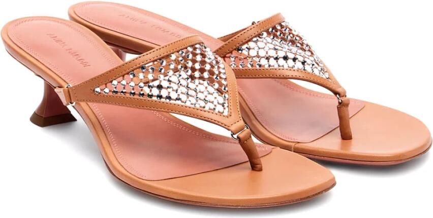 Amina Muaddi Stijlvolle Muiltjes in Kamel Latte