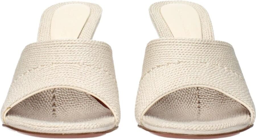 Amina Muaddi Beige Stoffen Slippers Sandalen