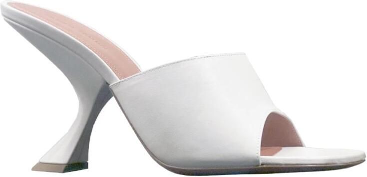 Amina Muaddi Witte Leren Muiltjes