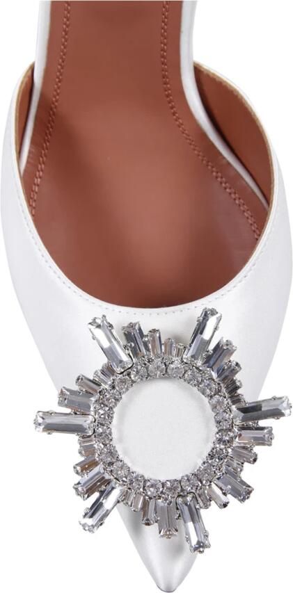 Amina Muaddi Witte zijden satijnen slingback pumps White Dames - Foto 3