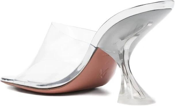 Amina Muaddi Zilverkleurige sculpted hak open teen schoenen