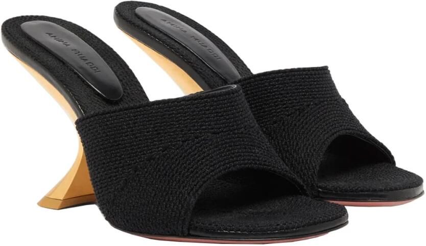 Amina Muaddi Zwart Goud Muiltjes