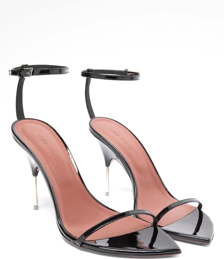 Amina Muaddi Zwarte Gevlochten Sandalen