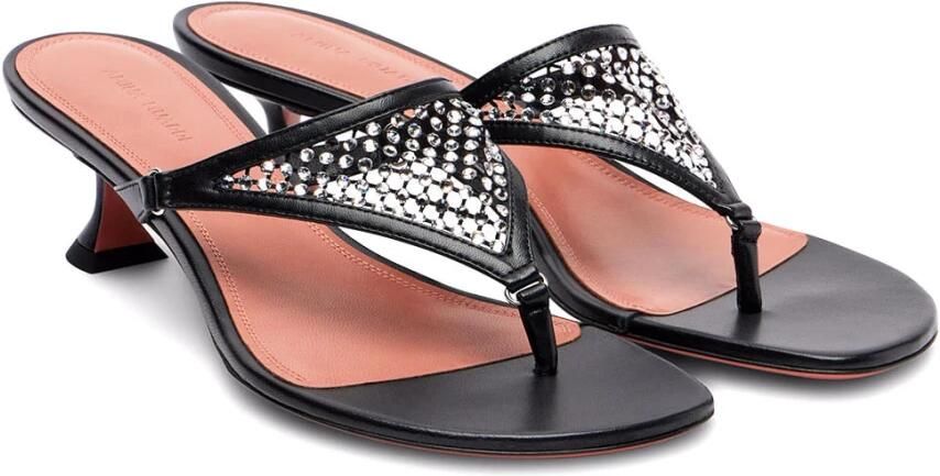 Amina Muaddi Zwarte Leren Muiltjes