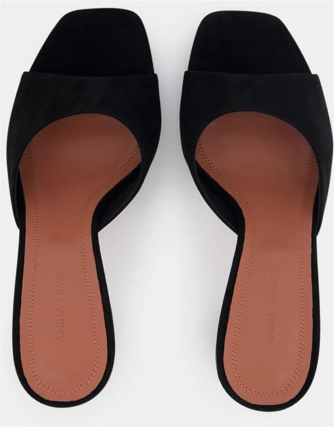 Amina Muaddi Zwarte Leren Sandalen Elegante Hakken - Foto 2