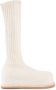 Amina Muaddi Beige Fuzzy Ribbed Knit Stretch Boot - Thumbnail 1