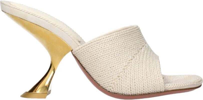 Amina Muaddi Beige Stoffen Slippers Sandalen