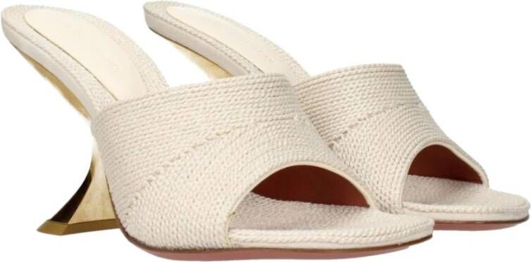 Amina Muaddi Beige Stoffen Slippers Sandalen