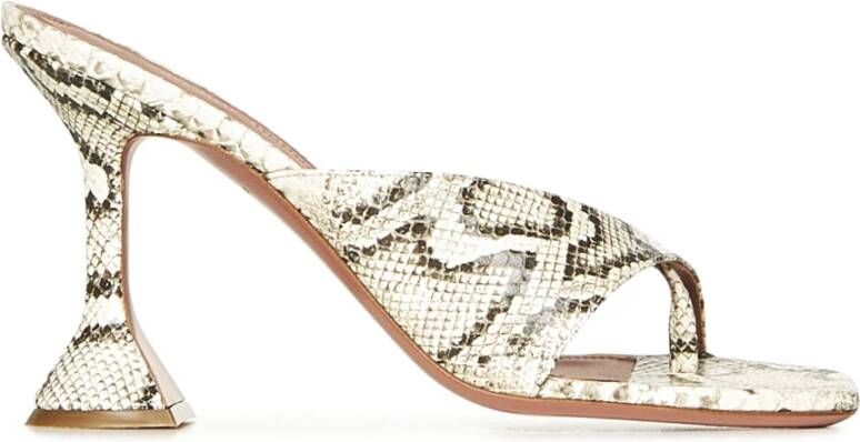 Amina Muaddi Beige Teenslippers 95mm Hak