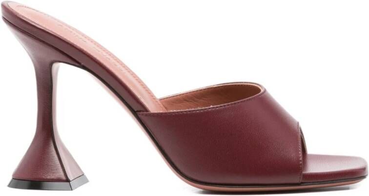 Amina Muaddi Bordeaux Leren Muiltjes