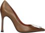 Amina Muaddi Bruin Leren Hoge Hakken Pumps - Thumbnail 1
