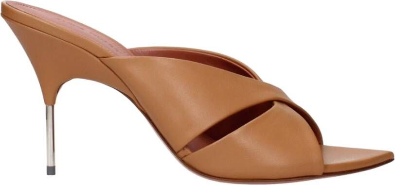 Amina Muaddi Bruin leren stilettohak sandalen