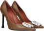 Amina Muaddi Bruine Leren Hoge Hakken Pumps - Thumbnail 1