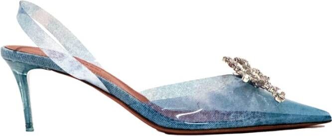 Amina Muaddi Denim Slingback Pumps Blue Dames