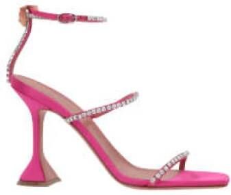 Amina Muaddi Donkerroze Sandalen met Kristallen Pink Dames