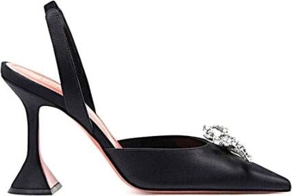 Amina Muaddi Slingback Pumps met Geometrische Hak en Strass Versiering Black Dames