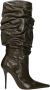 Amina Muaddi Ruffled-Effect Stiletto Heel Enkellaarzen Brown Dames - Thumbnail 1