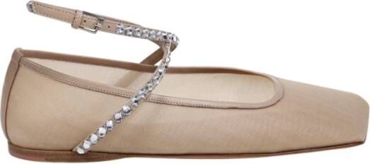Amina Muaddi Kristallen ballerina's met geometrisch ontwerp Beige Dames