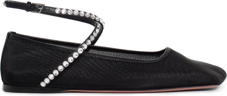 Amina Muaddi Kristal Mesh Zwart Wit Sandaal Black Dames