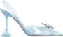 Amina Muaddi Kristallen Broche Denim Slingback Hakken Blue Dames - Thumbnail 1