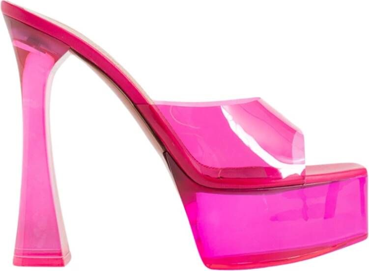 Amina Muaddi Lotus Pink Glass PVC Platform Sandalen Pink Dames