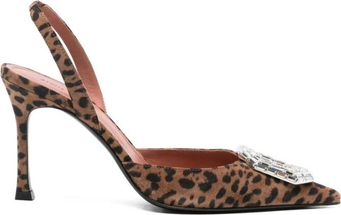 Amina Muaddi Luipaardprint Slingback Hakken
