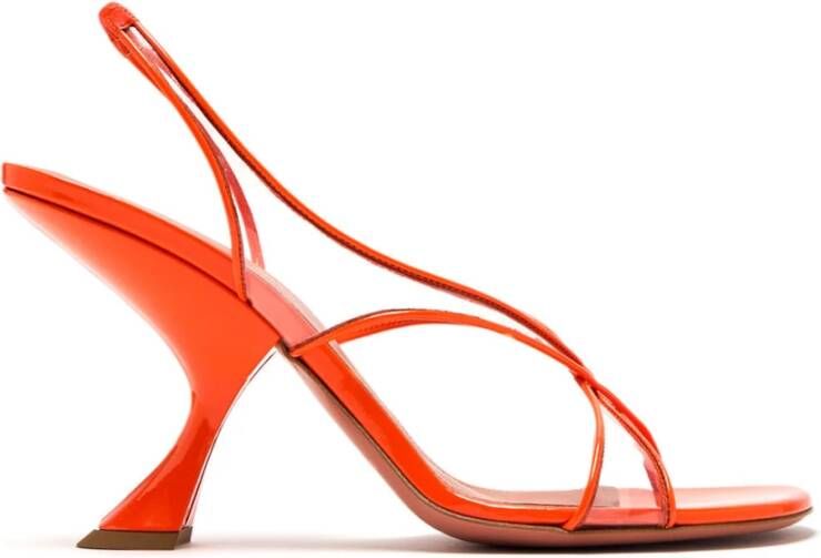 Amina Muaddi Oranje Leren Sandalen