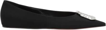Amina Muaddi Zwarte Kristal Ballerina Schoenen Black Dames
