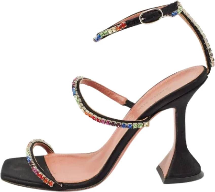 Amina Muaddi Pre-owned Satin sandals Black Dames