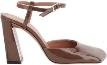 Amina Muaddi Pumps met sculpturale hak en enkelband Brown Dames