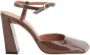 Amina Muaddi Pumps met sculpturale hak en enkelband Brown Dames - Thumbnail 1