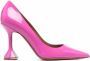 Amina Muaddi Lakleren Pumps met Puntige Neus Pink Dames - Thumbnail 1