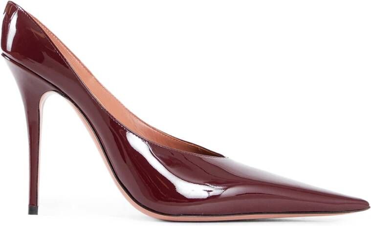 Amina Muaddi Rode Patent Leren Stiletto Muiltje