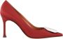 Amina Muaddi Rode Satijnen Camelia Kristal Pumps - Thumbnail 1