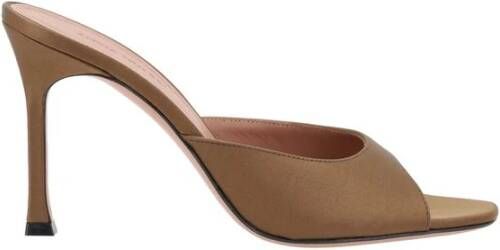 Amina Muaddi Chique Satijnen Stiletto Sandalen met Amandel Teen Brown Dames