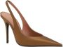Amina Muaddi Satin Slingback Stiletto Heel Pumps Brown Dames - Thumbnail 1